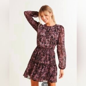 Allison Joy Purple Floral Long Sleeve Dress